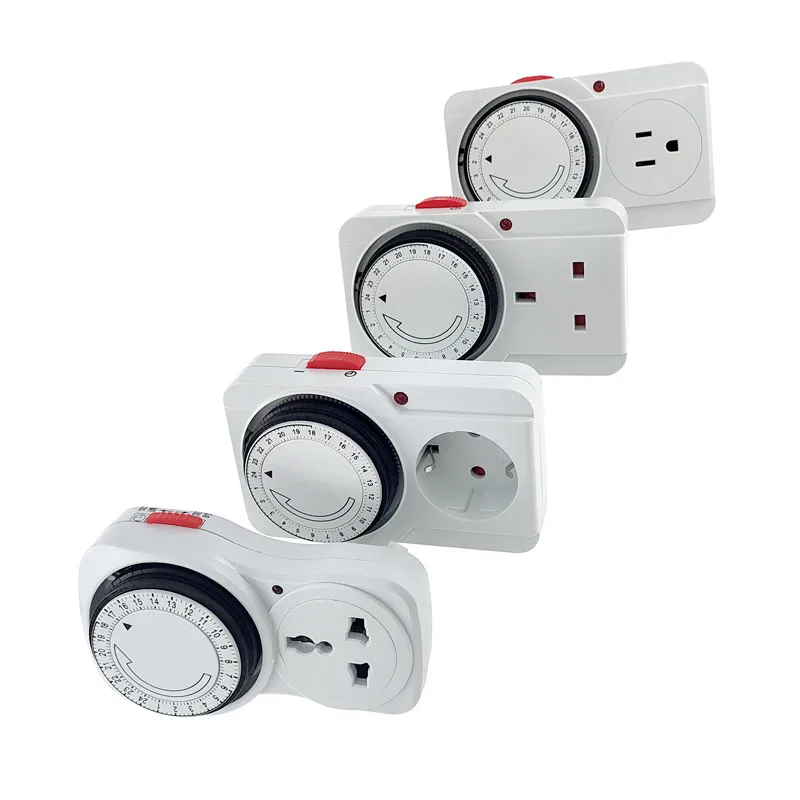 24 Hour Cyclic Timer Switch Universal Timing Socket Mechanical Timer 230VAC 3500W 16A UK EU CN US Plug switches