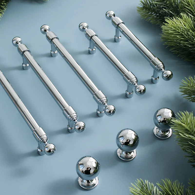 Furniture Silver Shower Door Handle Solid Brass Knobs Wardrobe Handle Drawer Hands In Bedroom Closet Electroplated Shiny Handle