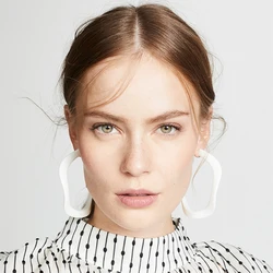 Statement Round Circle C-Shaped Black Red Acrylic Hoop Earrings For Women Acetate Resin Big Earrings Fashion Female Jewelry