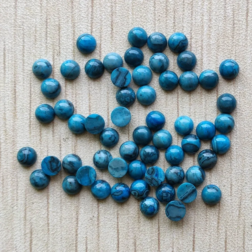 

Wholesale 50pcs/lot 2019 fashion natural stone blue onyx round cab cabochon beads 4mm for jewelry making free shipping