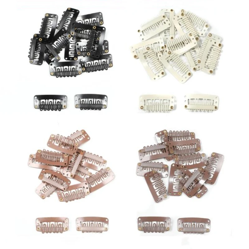50 Stück 32 mm 6 Zähne Metall-Snap-Clips für Haarverlängerungen, Clip-on-Perücke, Perücken, Schuss-Haarteil, U-förmige Clips für Schmuckzubehör