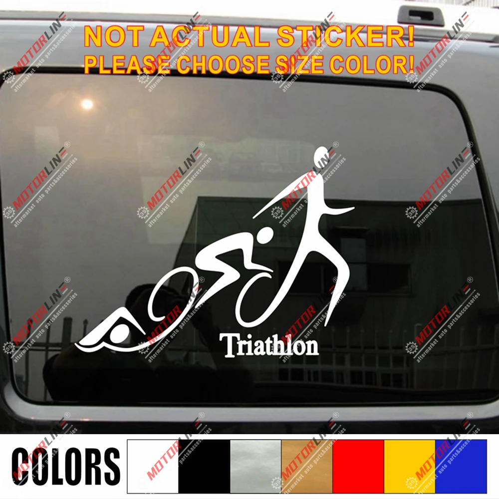 

Triathlon Swimming Cycling Runnings Triathlete Decal Sticker Car Vinyl pick size color