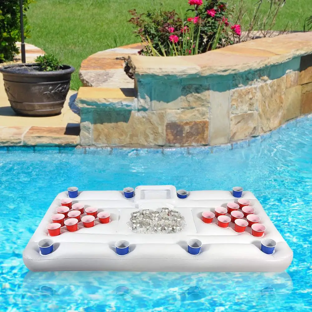 

Beer Table Inflatable Floating Drainage Table Tennis Game Table Inflatable 28 Cup Hole Floating Row Swimming Pool Accessories