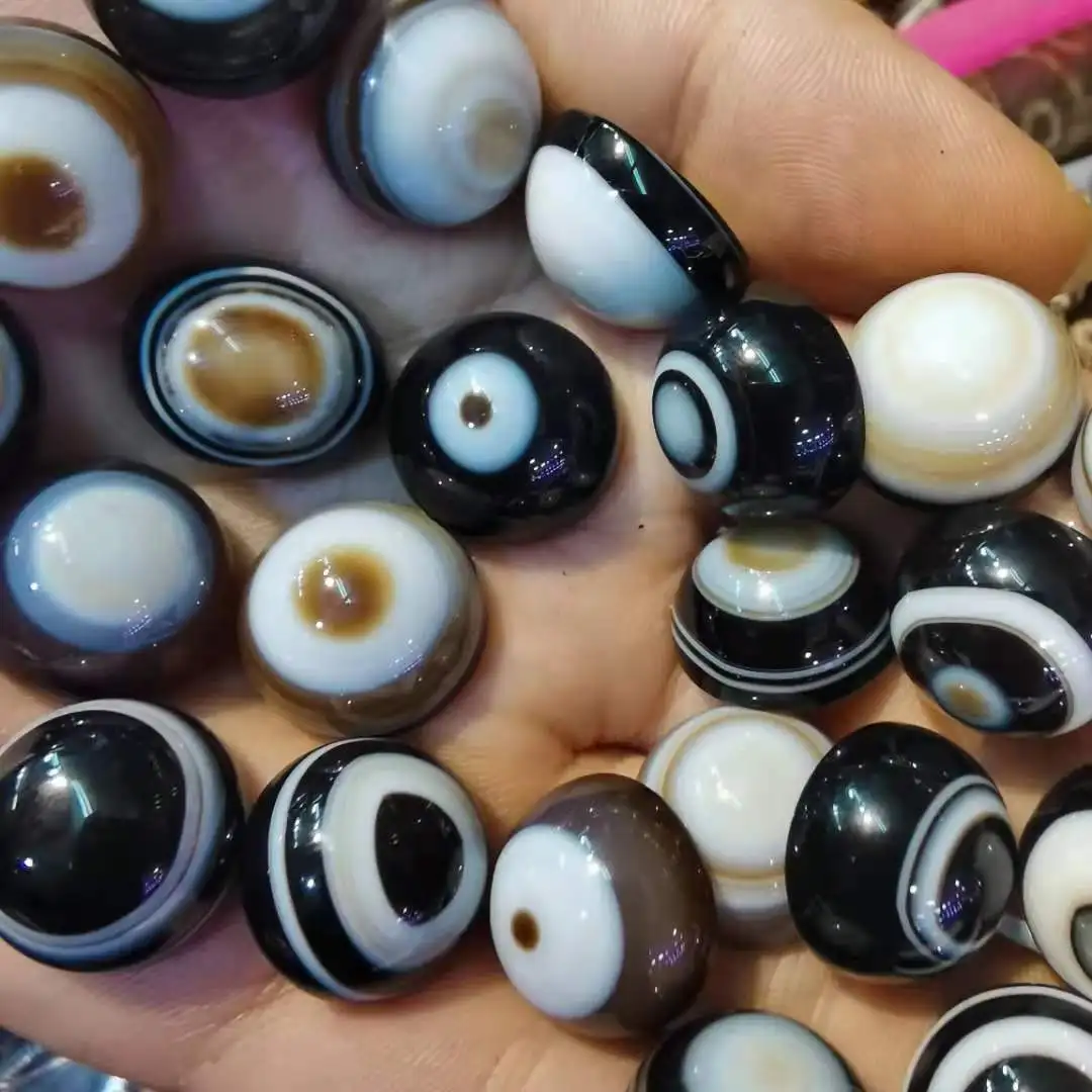 30pcs/lot 14MM wholesale Smooth surface naturagate eye round stone for inlay ring pendent  Eye of Allah God Spirit Demon Prophet