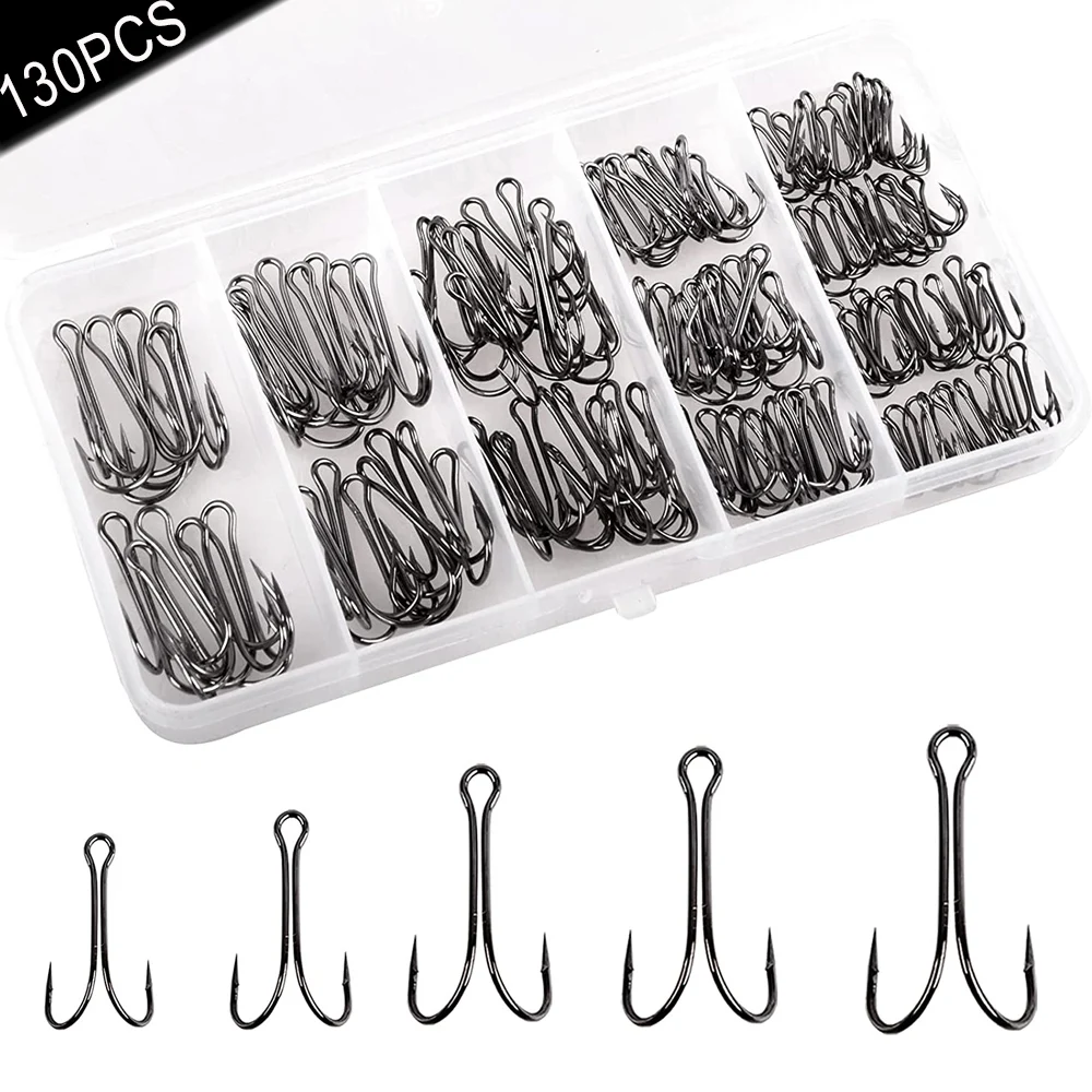 130pcs/box Long Shank Double fishing Hook Frog bait lure hooks Fly Tying Duple Hook for Jig Bass Fishhooks