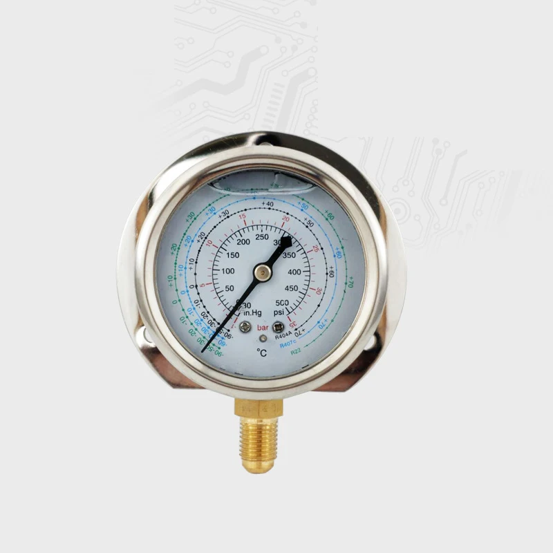 Pressure Gauge Snow Type Gauge cold Storage Refrigeration Stainless Steel High Low Pressure Oil Gauge Fluorine Addition