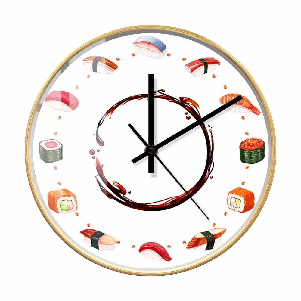 Nigiri Please The Sushi Menu Wood Wall Clock Japanese Cuisine Artwork Restaurant Business Display Sign Rustic Silent Wall Watch