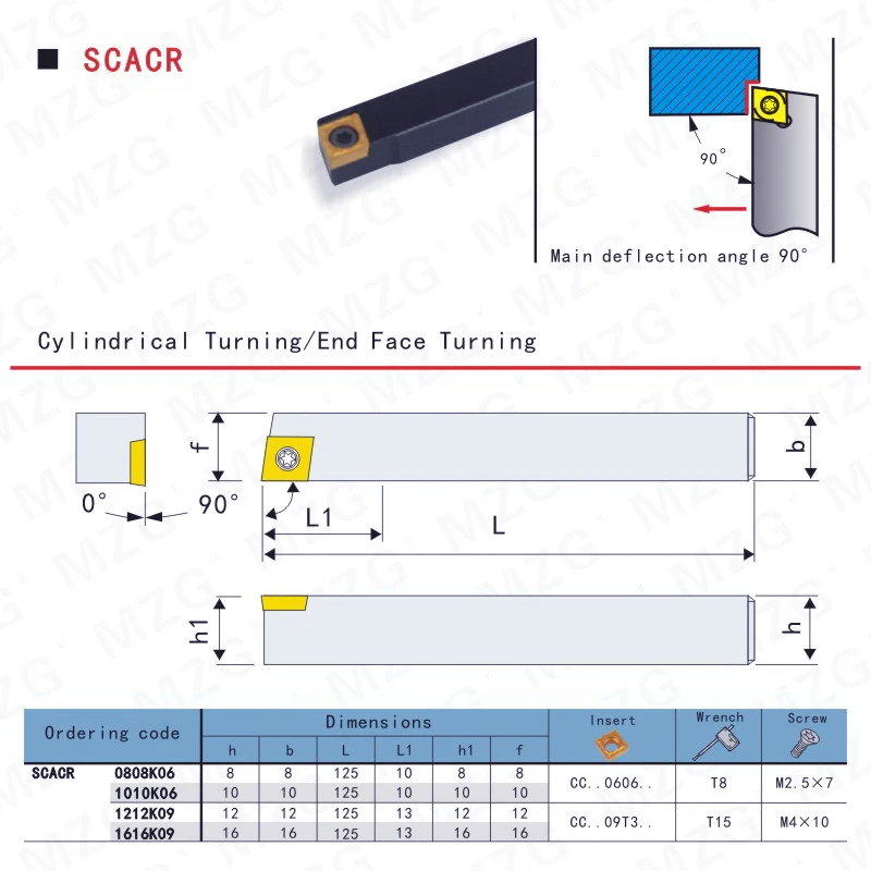 Mosask-cortador de usinagem scacr, suporte de ferramentas com barra de perfuração externa para torno cnc