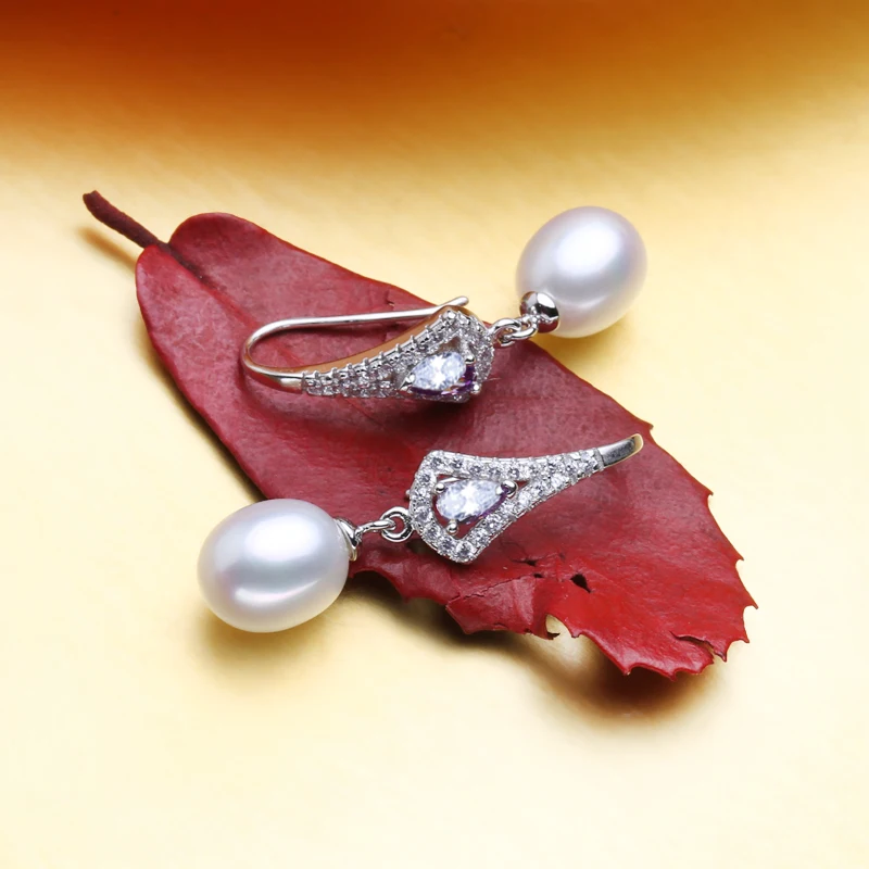 FENASY Natural Freshwater Pearl Earrings For Women Trendy 925 Sterling Silver Long Earrings Luxury Wedding Engagement  Jewelry image 4