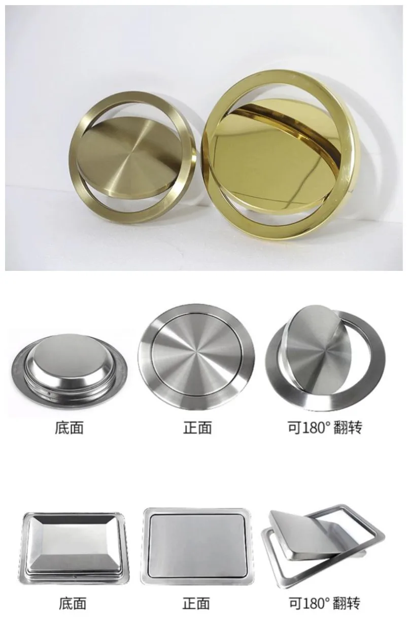 Kitchen Countertop Decoration Cover, Stainless Steel Flap Lid, Trash Bin Cover, Recessed Built-in Balance Counter Top