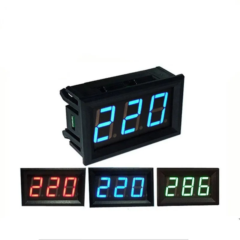 AC 30-500V 0.56" LED Digital Voltmeter Voltage Meter Volt Instrument Tool 2 Wires Red Green Blue Display 110V 220V DIY 0.56 Inch