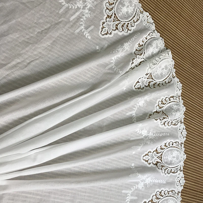 Off-White 100% Cotton Embroidery Lace Fabric Skin-friendly Soft  Dress Lace Fabric Width 135cm