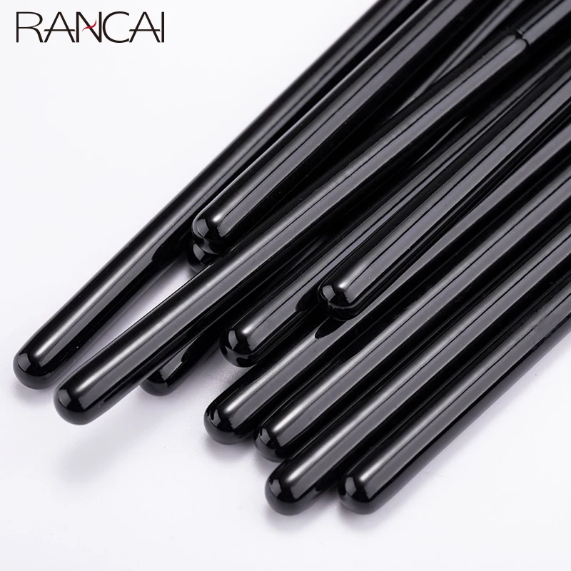 RANCAI-Juego de brochas de maquillaje para sombra de ojos, 12 unidades, base en polvo, colorete, esponja, pincel delineador de ojos, pelo suave, herramientas cosméticas