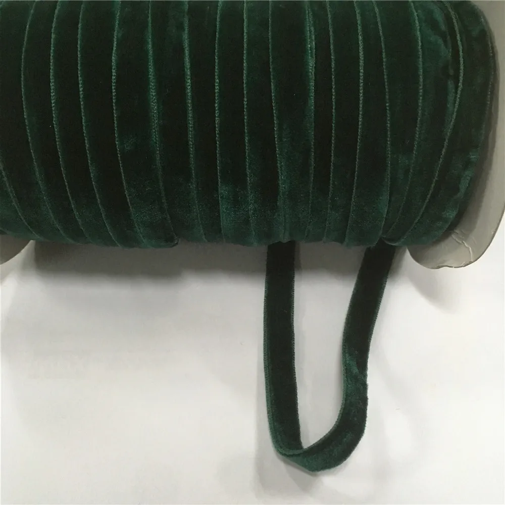 9mm Double Face Velour Ribbons Nylon Belt Dark Green Velour Ribbons Webbing Diy Accessories 1-50Yards