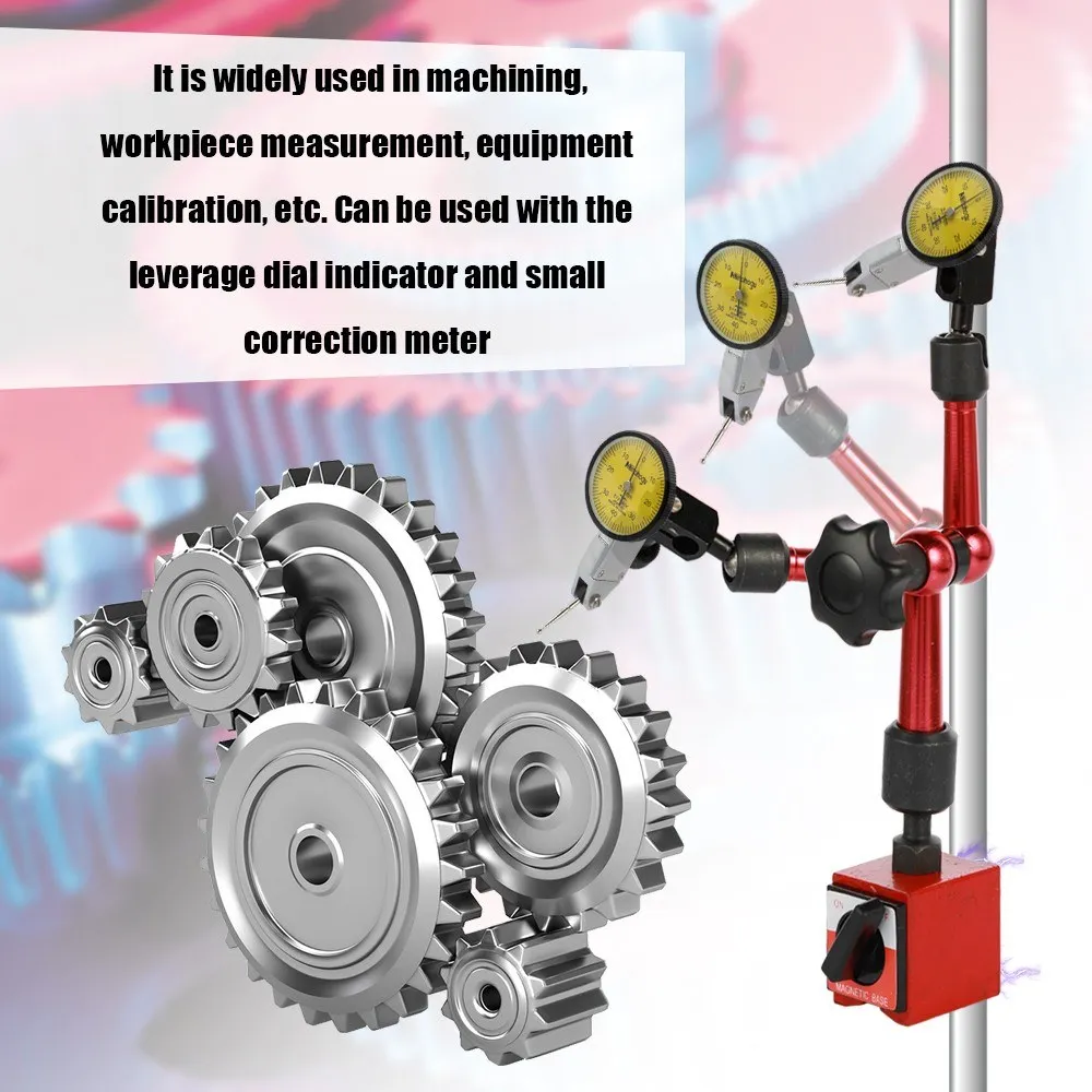 Metal Round Dial Indicator and Mini Flexible Magnetic Base Holder Bracket Tool Kit