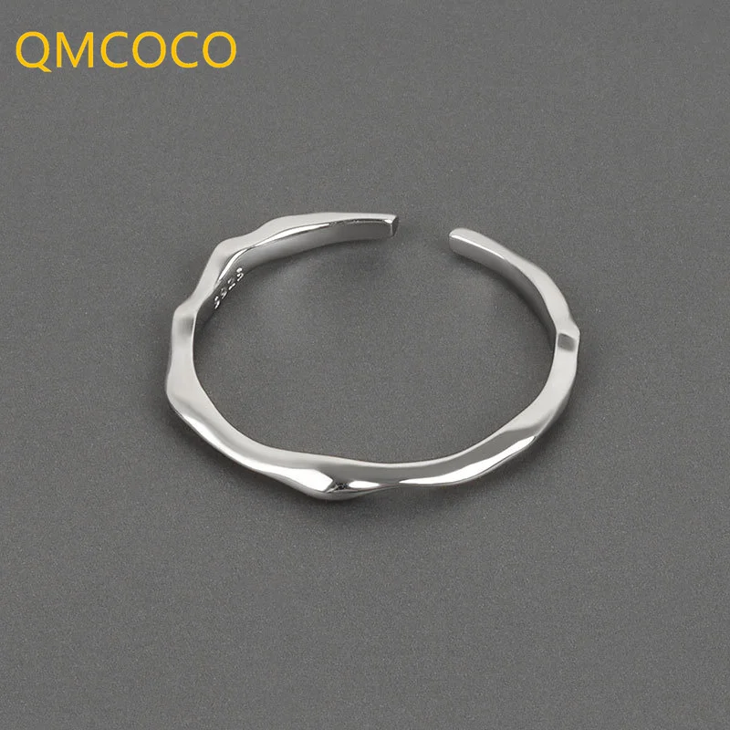 QMCOCO Color Minimalist Irregular Narrow Rings for Women Opening Adjustable Fashion Simple Handmade Party Jewelry Gifts