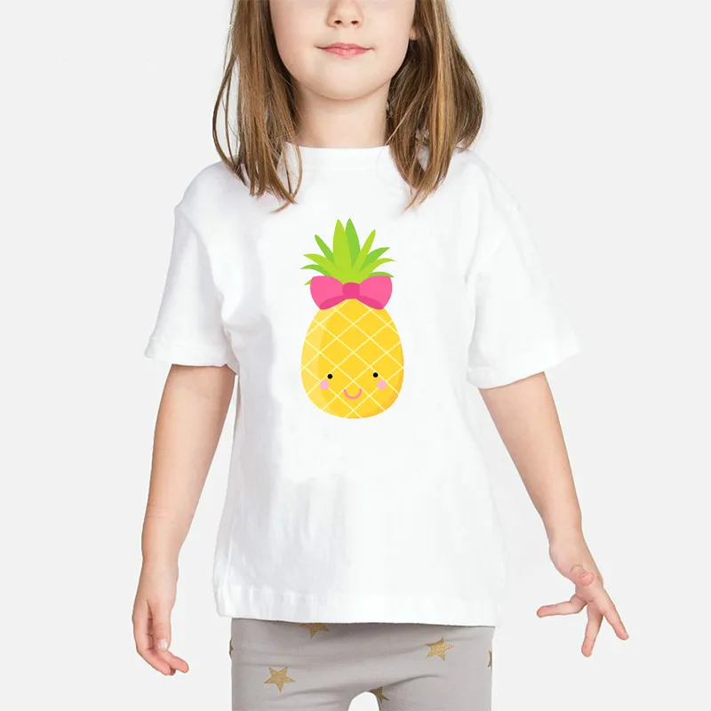 Criança verão topos engraçado fruta abacaxi impressão gráfico t camisas meninas casual t camisa crianças roupas abacaxi tshirts