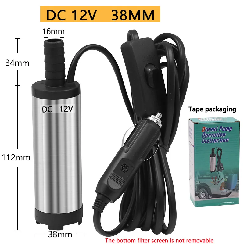 12V DC Diesel Fuel Water Oil Car Camping Fishing Zatapialna pompa transferowa