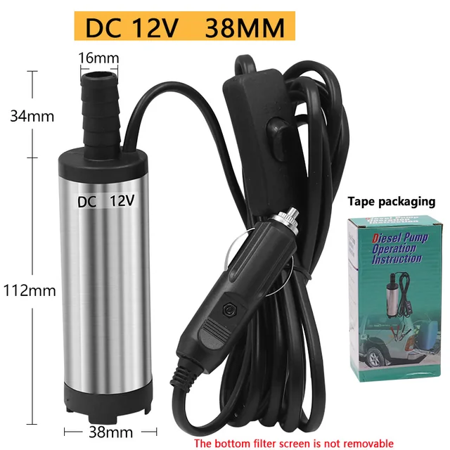 12V DC Diesel Fuel Water Oil Car Camping Fishing Zatapialna pompa transferowa