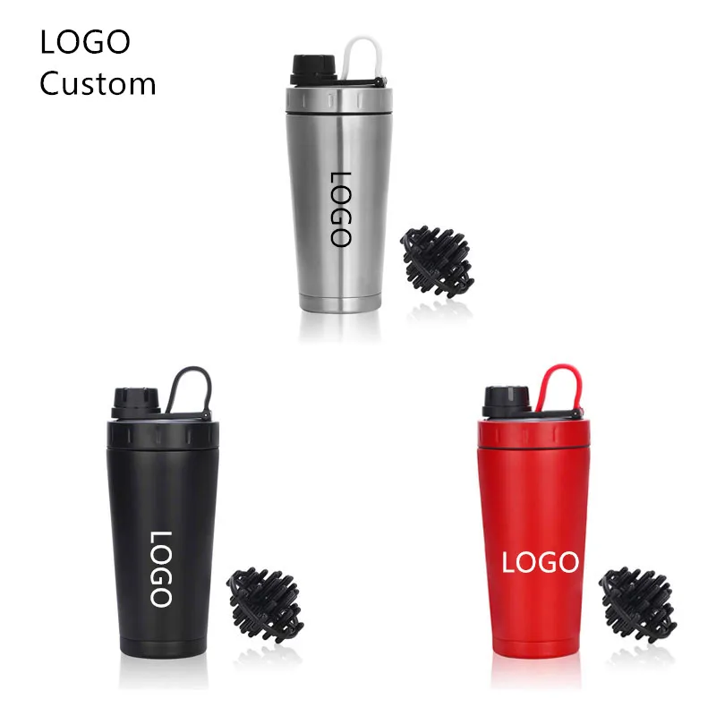 Customized Protein Shaker Bottle Stainless Steel Water Cup Double Wall Vacuum Insulated Bottle Leak Proof Sport Drinkware 20oz