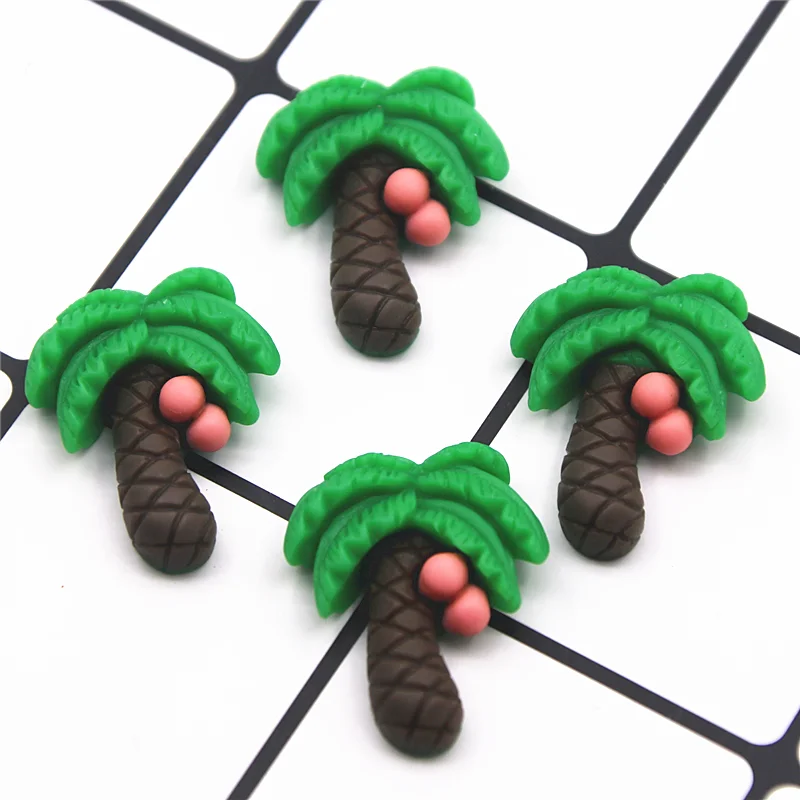 10pcs 20x25mm coconut tree Cute Resin Coconut Tree Flatback Cabochons Miniature Art DIY Hair Clip Decoration