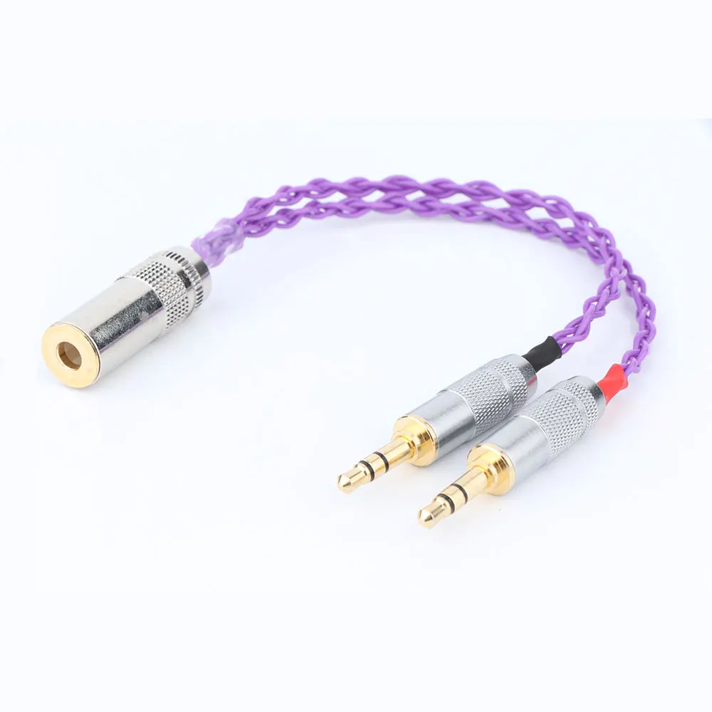 4,4-mm-Balanced-Buchse auf 2x3,5-mm-Adapterkabel, 7N OCC Einkristall-Kupfer, versilbert, vergoldet, AUX-Audiokabel – Detail 2