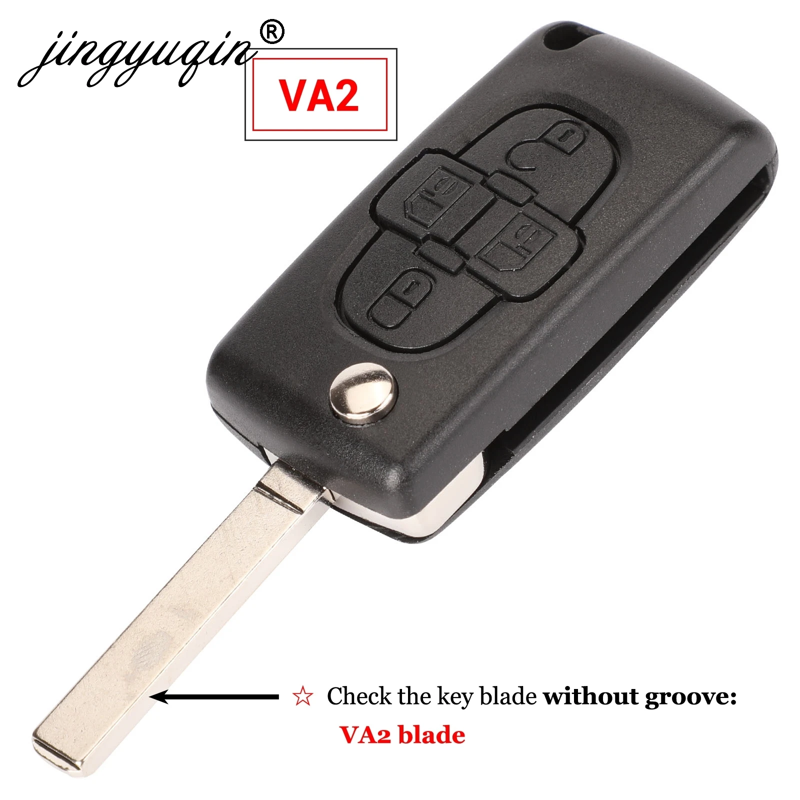 Jingyuqin 4 Buttons Flip Floding Remote Key Fob Case Shell Fob For Peugeot 1007 For Citroen C8 Uncut Blade With Groove CE0523