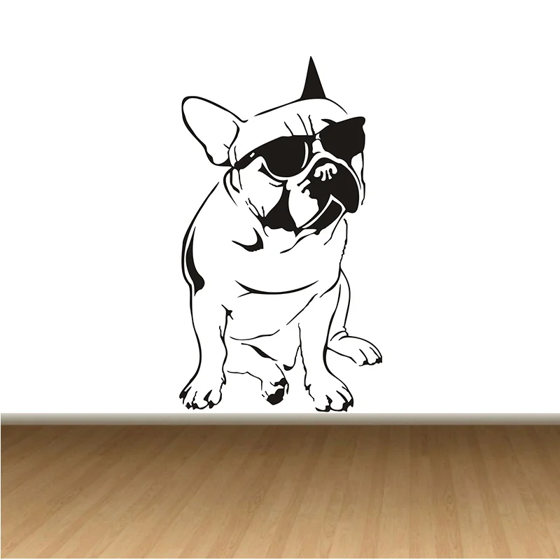 French Bulldog Sunglasses Dogs Wall Stickers Decal DIY Home Decoration Wall Mural Removable Bedroom Sticker 41x73cm