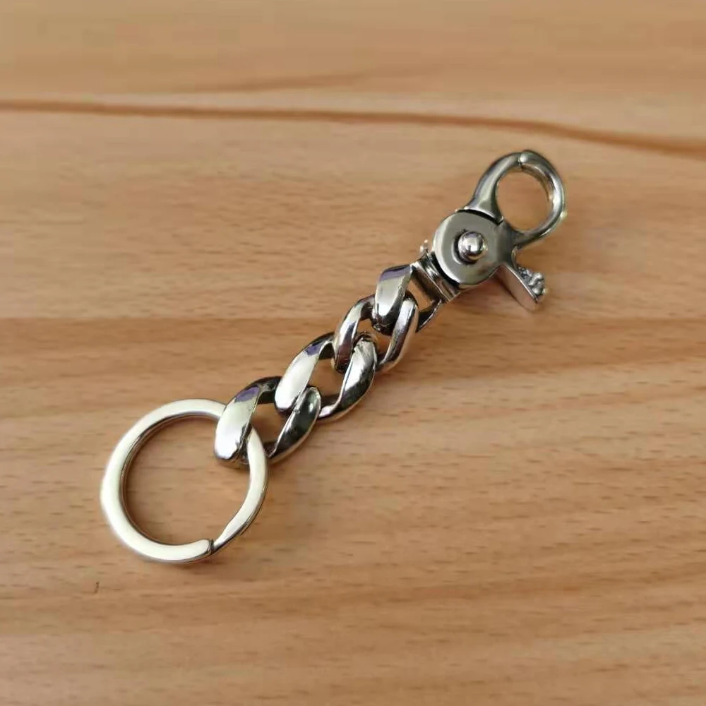 925 Sterling Silver Skull Belt Clip Mens Biker Punk Keychain 8J002X