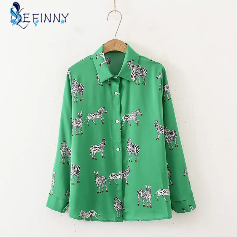 Animal Printing Women Blouses Spring Autumn Loose Leisure Long Sleeve Blouse Shirts Clothing