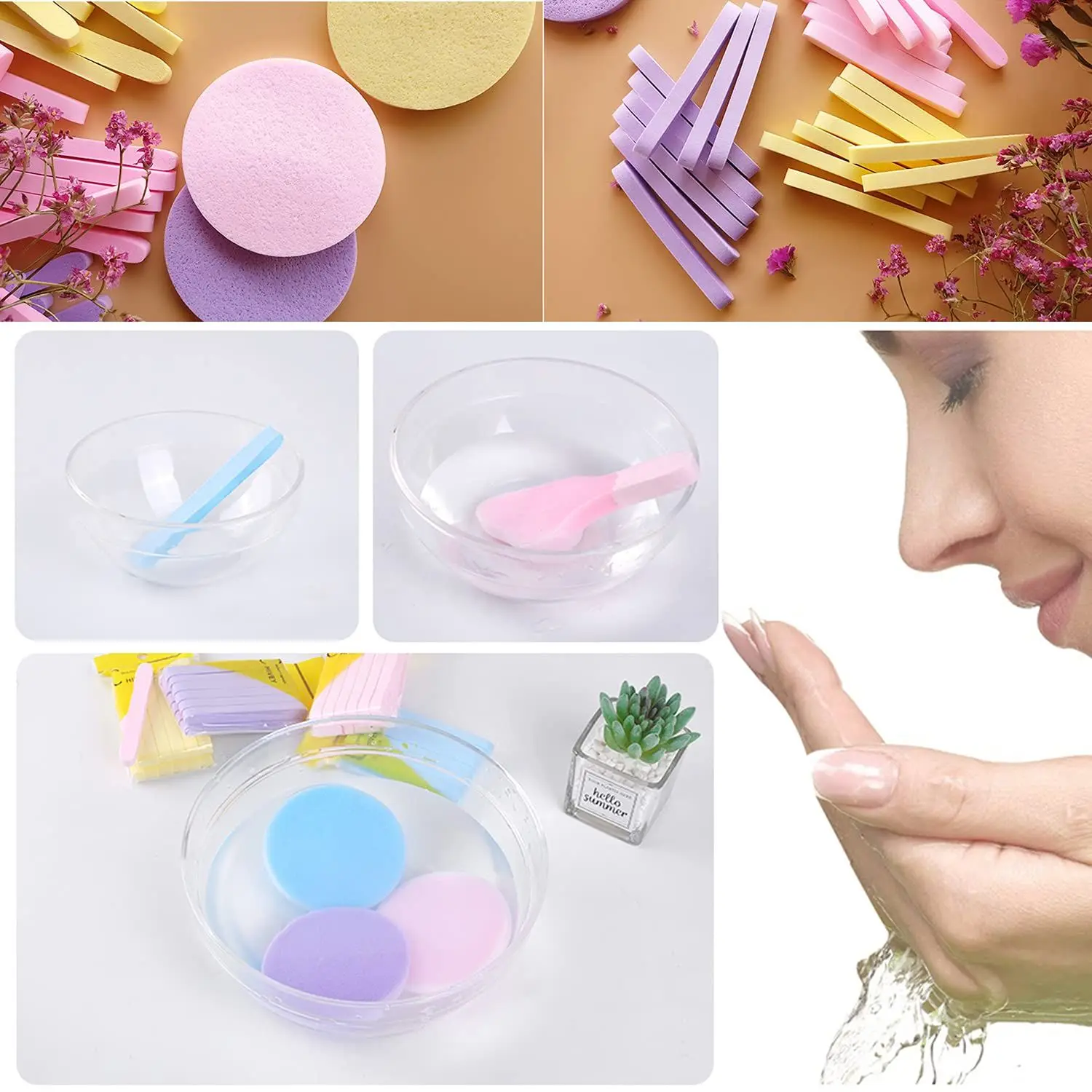 12Pcs/Set Face Wash Sponge Compressed Facial Spa Pads Exfoliating Cosmetic Puff Cleansing Pad Makeup Removal Skin Care Tool