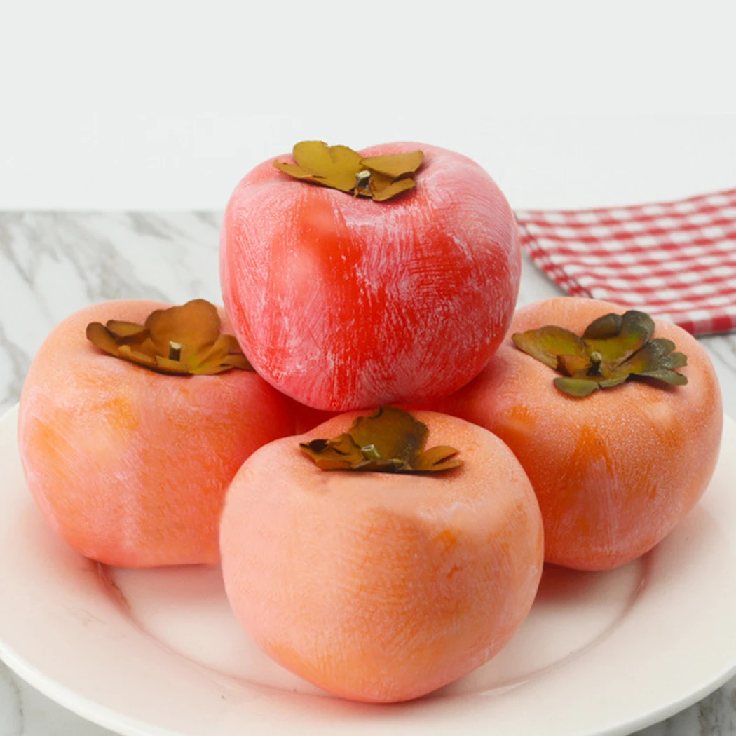 Plastic Simulation Artificial Fruits Persimmon Home Decoration Accessories Fake Fruit Foam Fruit Prop Teaching Photo Prop