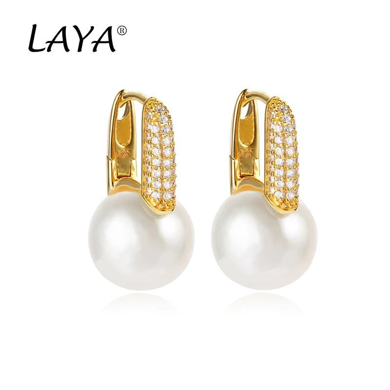 

Laya 925 Sterling Silver High Quality Natural Pearl Dangle Earrings For Exquisite Girls Wedding Party Fine Jewelry 2021 Trend