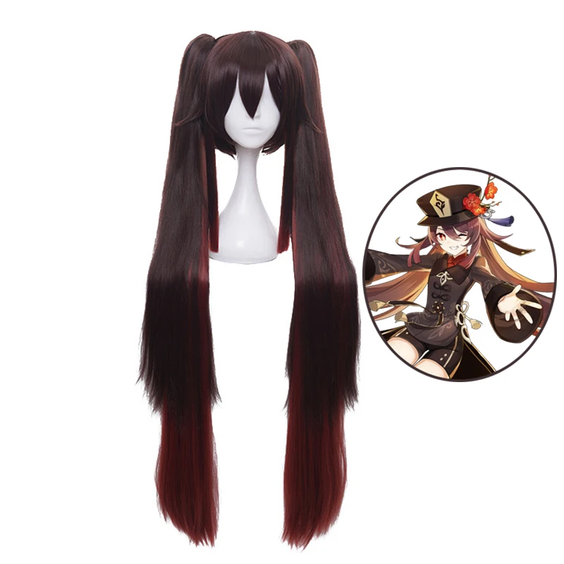 

Genshin Impact Hu Tao Long Ponytails Wig Cosplay Costume Heat Resistant Synthetic Hair Hutao Wigs