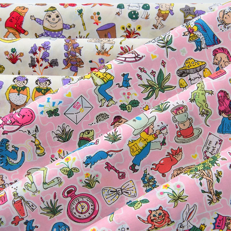 60S Pure Cotton Plain Digital Printed Fabric Plant Garden Handmade Children\'s Clothing Cotton Fabric Per Half Meter