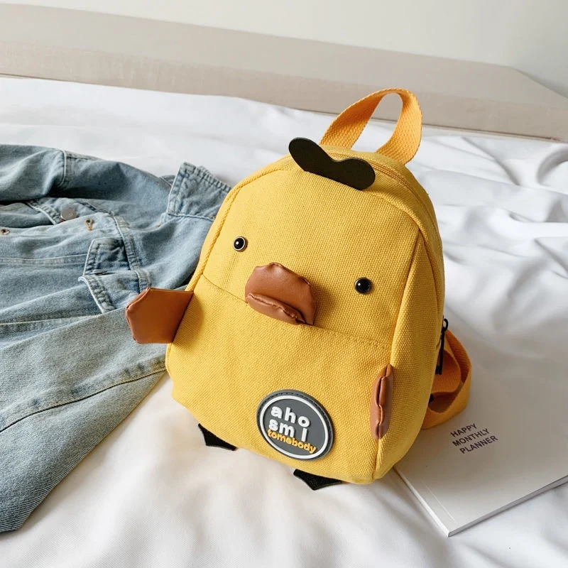 Mochila escolar para bebés y niños, bolsa de lona con dibujos animados de patos en 3D, bolso de jardín de infantes y escuela primaria para niños