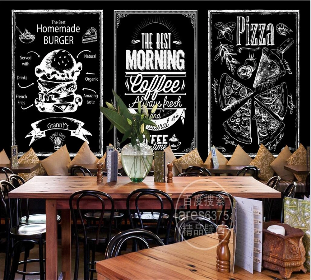 Custom wallpaper 3d math formula background wall обои blackboard chalk hand-painted western restaurant pizza cake mural фотообои