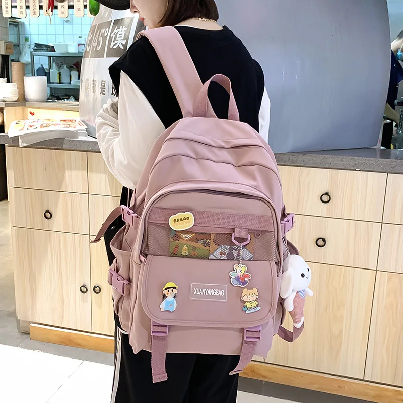 

Japanese college junior high school students fashion backpack female Korean ins high-value high-capacity college student bag.