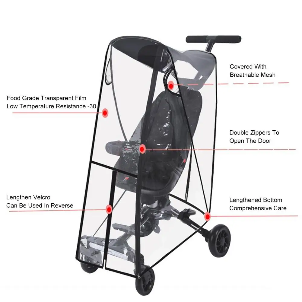 Universal Stroller Rain Cover EVA Stroller Weather Shield Baby Stroller Waterproof & Windproof Rain Cover Baby Car Seat Weath