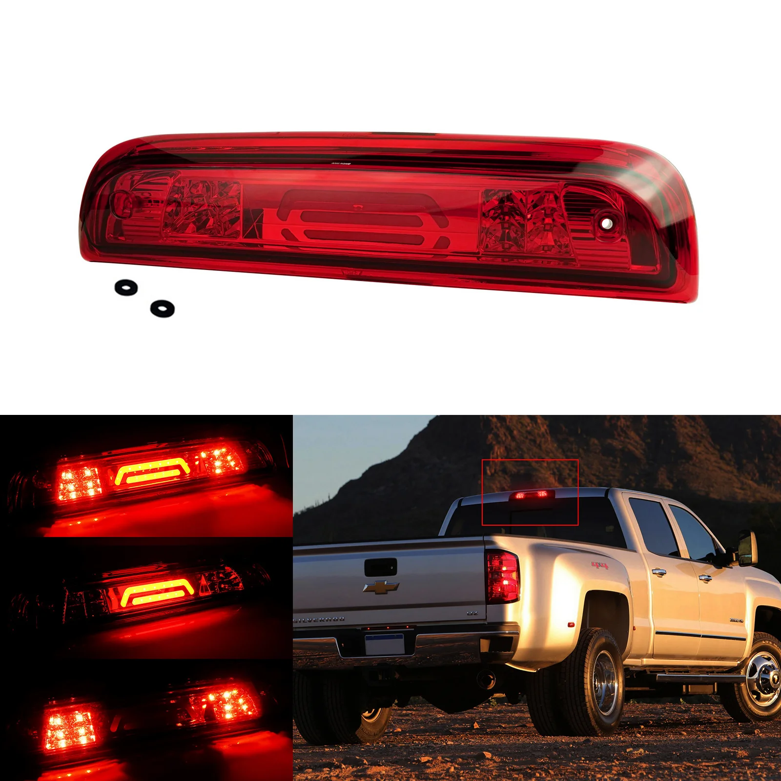 

ANGRONG 1x Red Lens LED High Mount Tail Brake Cargo Light Fit Chevy Silverado GMC Sierra