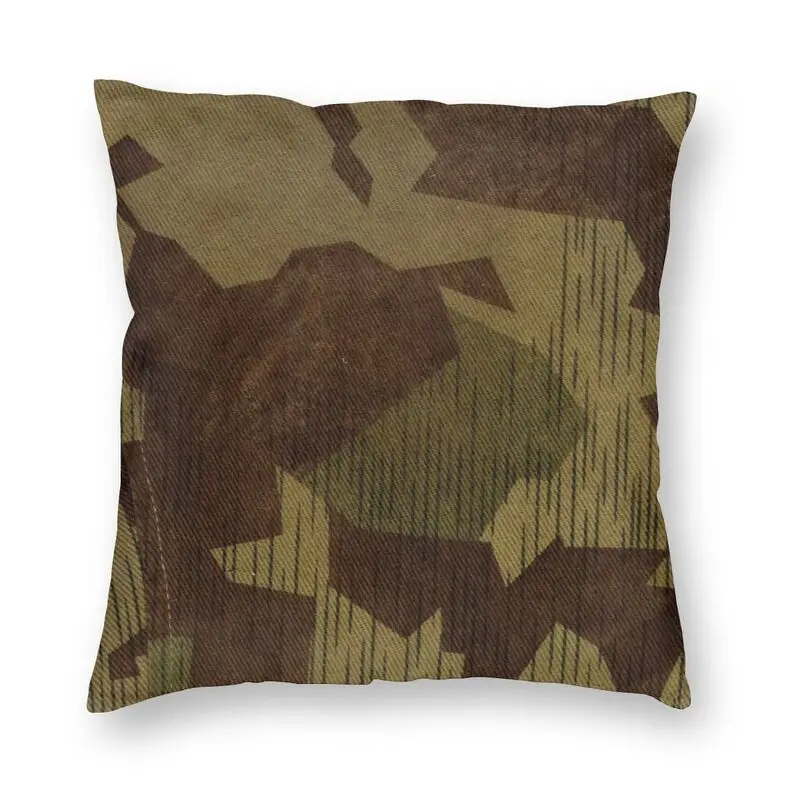 Fashion WW2 German Splittertarn Camo Square Throw Pillow Cover Home Decor Military Army Camouflage Cushion Cover for Sofa