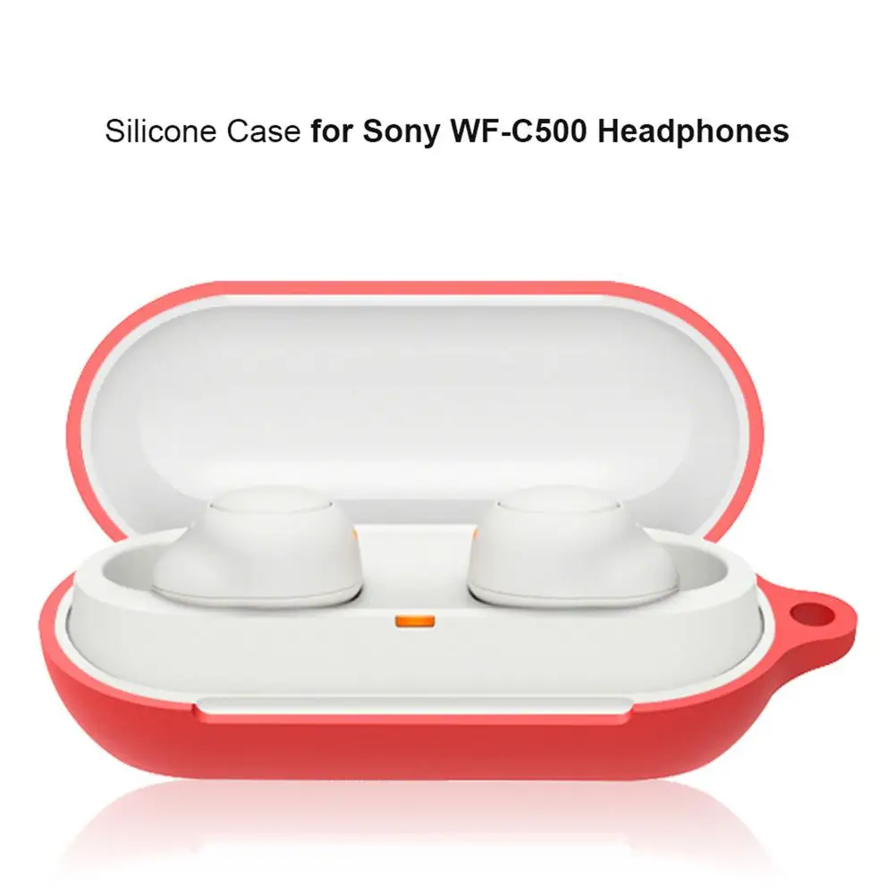 Silicone Protective Cover For Sony WF-C500 Wireless Headphone Shockproof Waterproof Full Protective Headset Case With Carabiner - view 5