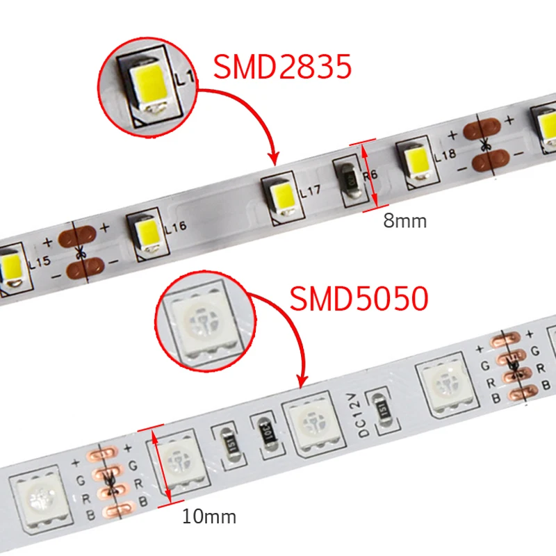 LED Strip Light 12V 5m 10m 15m 20m 50m 100m SMD 5050 300 LEDs Pixels 2835 Diode Tape RGB White IP65 LED Ribbon Flexible Lights