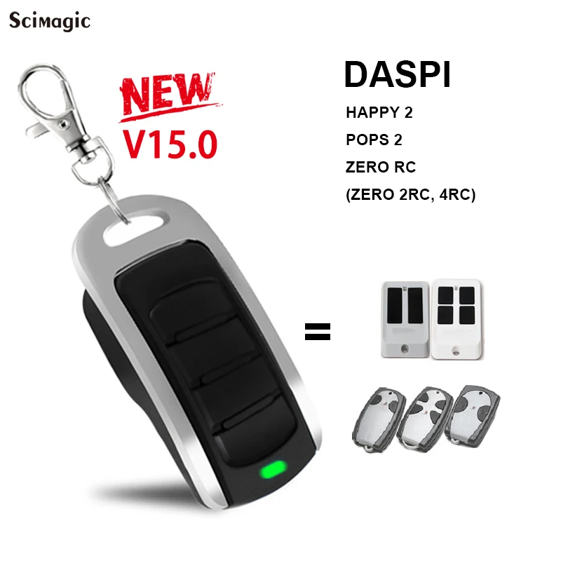 

DASPI HAPPY2 / POPS 2 / ZERO RC(ZERO 2RC, 4RC) Garage Door Remote Control 433.92MHz Gate Keyfob Opener