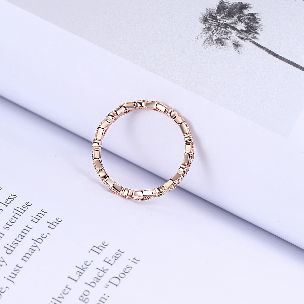 ZHOUYANG Cute Small Rings For Woman Girls Simple Zircon Thin Ring Elegant Rose Gold Color Wedding Finger Fashion Jewelry R029