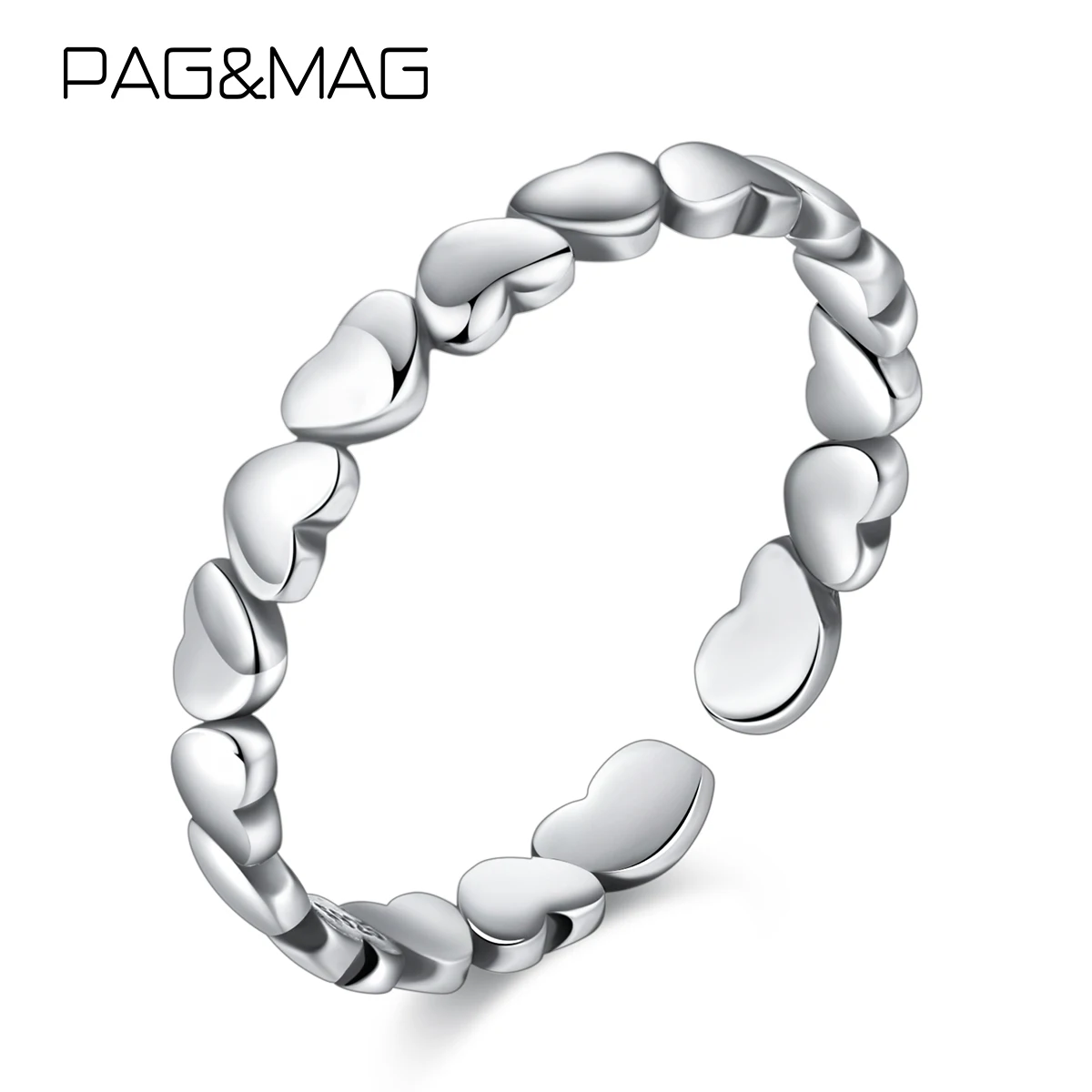 

PAG&MAG Forever Love Heart Silver 925 Stackable Finger Ring For Women Wedding 100% 925 Sterling Silver Jewelry 2019 HOT SR0280