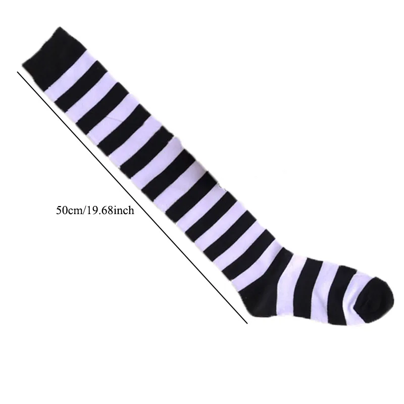 New Women Girls Over Knee Socks Stocking Long Stripe Printed Thigh High Striped Cotton Socks Sweet Cute Plus Size Overknee Socks