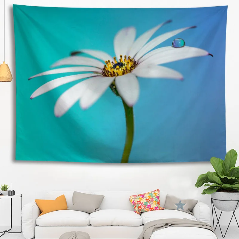 Custom Daisy Tapestry Wall  Boho Decoration Home Decor Psychedelic Wall Tapestry Abstract Carpet Wall Cloth Tapestries Wa