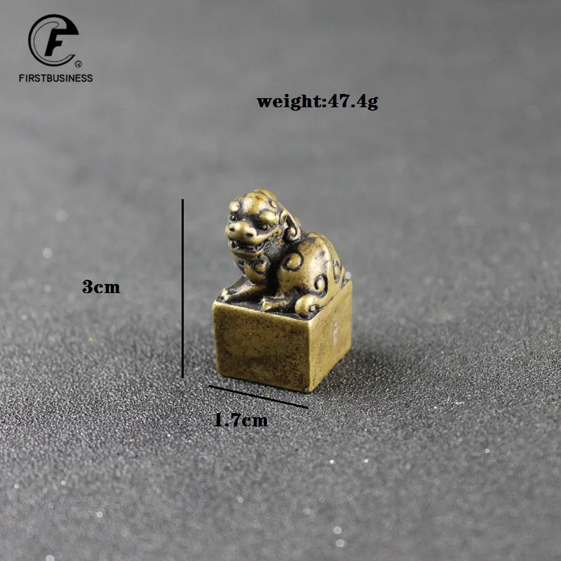 Solid Pure Brass Small Pixiu Seal Statue Chinese Feng Shui Lucky Home Decorations Ornaments Lovable Animal Figurines Desk Decor