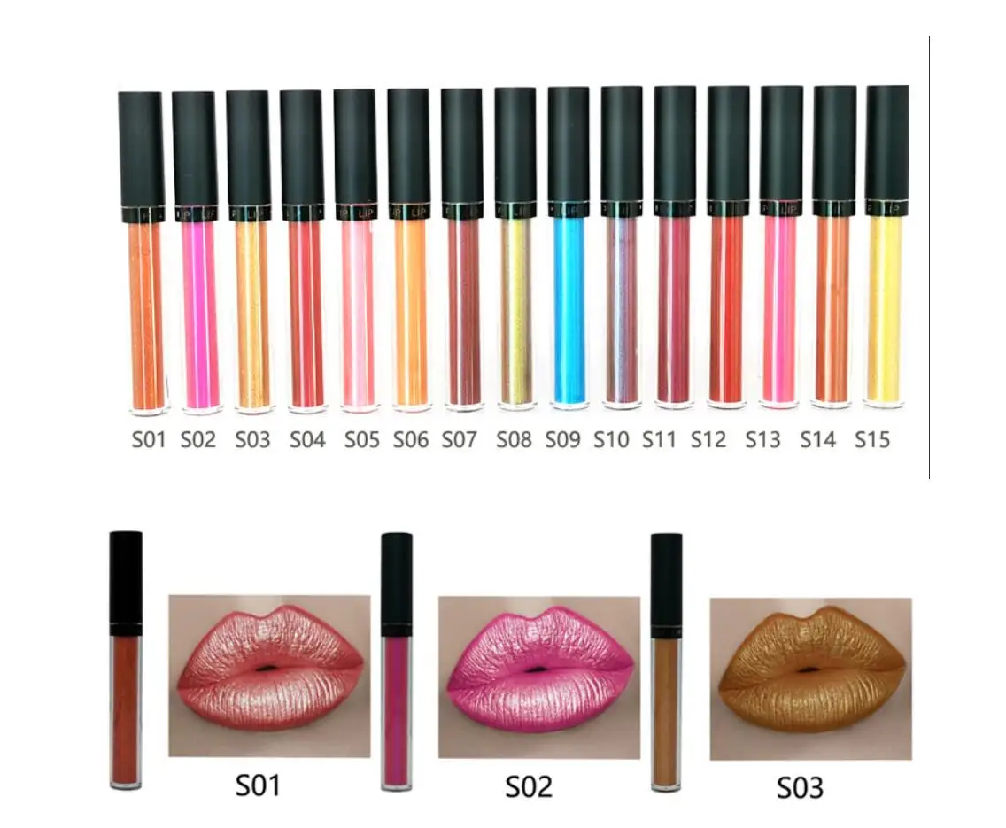 50pcs Private Label Lipgloss Custom Logo Metallic Lip Gloss Wholesale Shiny Glitter Glossy Makeup Bulk